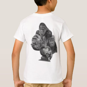 BACK SIDE :Gorilla Family t-shirt 裏面:ゴリラ家族T-シャツ Tシャツ