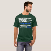 Back the Blue Thin Blue Line American Flag Tシャツ (正面フル)