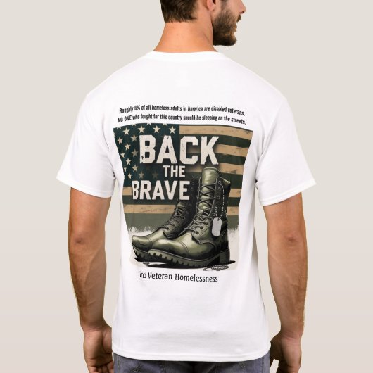 Back the Brave - 退役軍人のホームレス問題 Tシャツ (裏面)