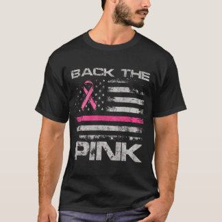 Back The Pink American Flag Breast Cancer Awarenes Tシャツ