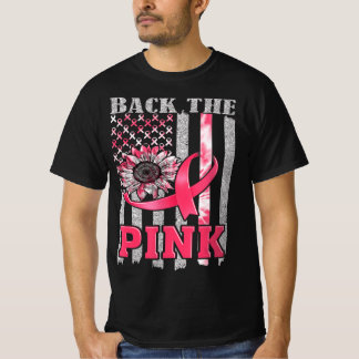 Back The Pink Ribbon Flag Breast Cancer Awareness  Tシャツ