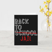 Back To Jail学生おもしろい新学期ミーム カード (黄色い花)