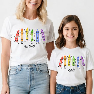 Back to School | 水彩クレヨン先生の名前 Tシャツ