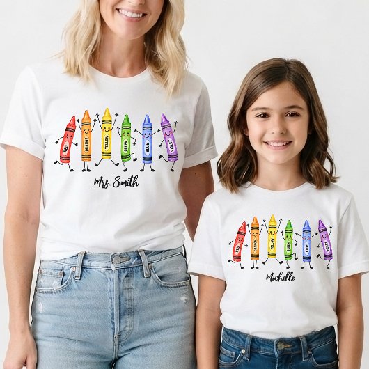 Back to School | 水彩クレヨン先生の名前 Tシャツ