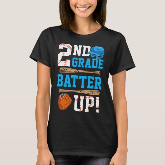 Back To School 2nd Grade Batter Up Baseball First  Tシャツ (正面)