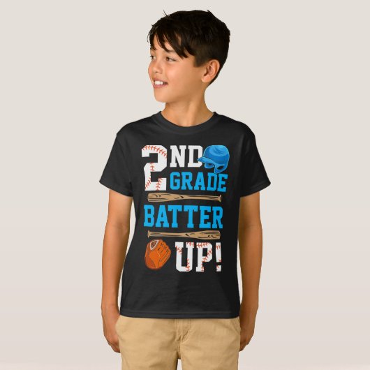 Back To School 2nd Grade Batter Up Baseball First  Tシャツ (正面フル)