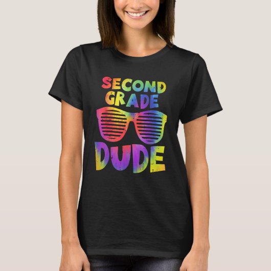 Back To School 2nd Second Grade Dude Tie Dye Sungl Tシャツ (正面)