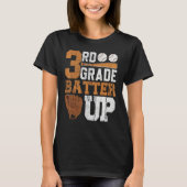 Back To School 3rd Grade Students Baseball Batter Tシャツ (正面)