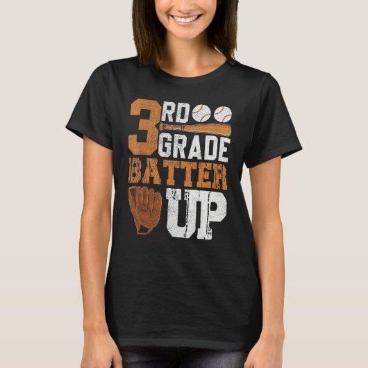 Back To School 3rd Grade Students Baseball Batter Tシャツ (正面)