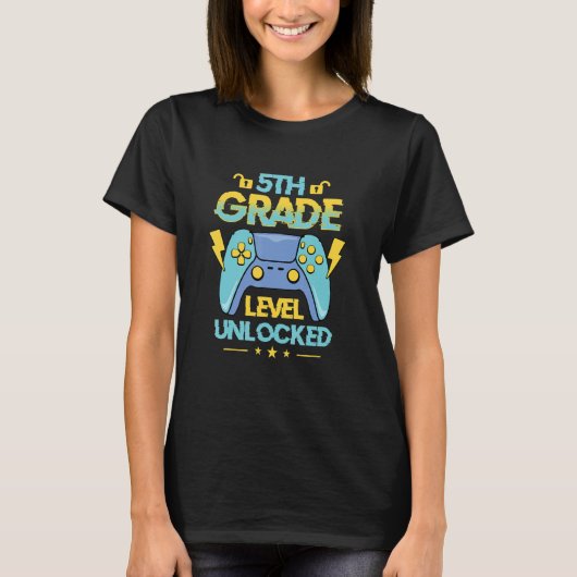 Back To School 5th Grade Level Unlocked Video Game Tシャツ (正面)