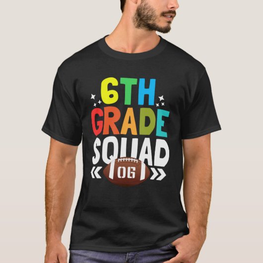 Back to School 6th Grade squad Football Kids Tシャツ (正面)