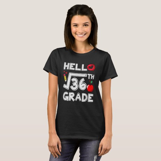 Back To School 6th Grade Square Root Of 36 Teacher Tシャツ (正面フル)
