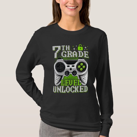 Back To School 7th Grade Level Unlocked Video Game Tシャツ (正面)