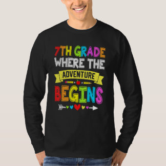 Back To School 7th Grade Where The Adventure Begin Tシャツ