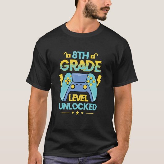 Back To School 8th Grade Level Unlocked Video Game Tシャツ (正面)