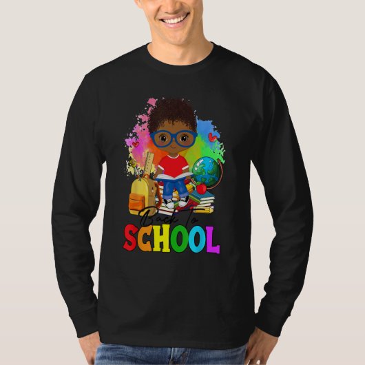 Back To School Afro Boy & Backpack 1st Day Of Scho Tシャツ (正面)