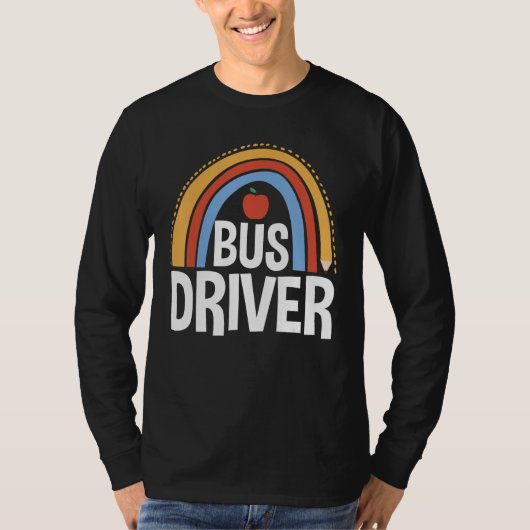 Back To School Appreciation Boho Rainbow Bus Drive Tシャツ (正面)