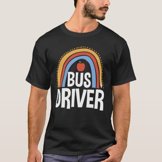 Back To School Appreciation Boho Rainbow Bus Drive Tシャツ (正面)