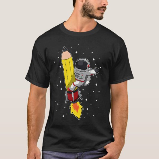Back To School Astronaut Pencil Rocket Space Funny Tシャツ (正面)