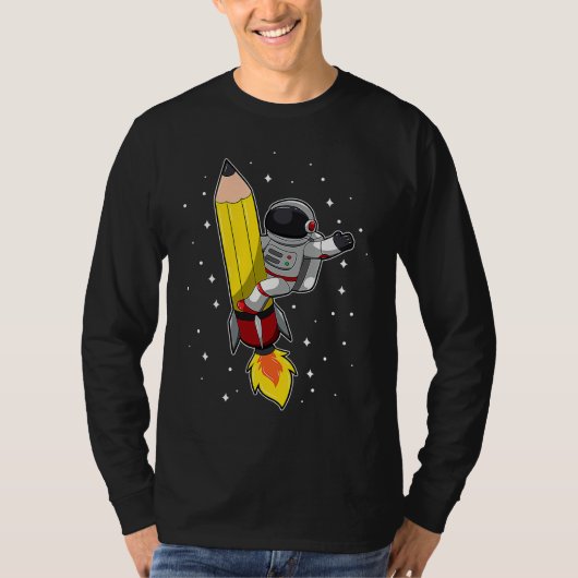 Back To School Astronaut Pencil Rocket Space Funny Tシャツ (正面)