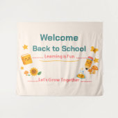 Back to School Banner Classroom Decor Welcome タペストリー (正面(横))
