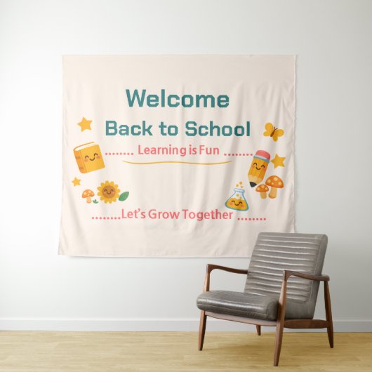 Back to School Banner Classroom Decor Welcome タペストリー (インサイチュ(横))