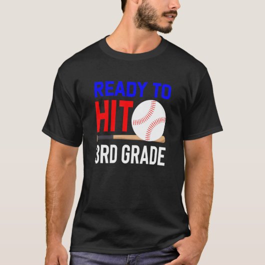 Back To School Baseball Ready To Hit 3rd Grade Stu Tシャツ (正面)