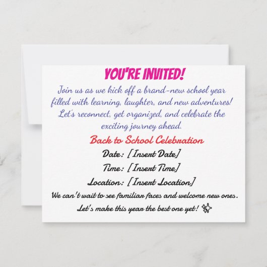 Back to School Bash Invitation 招待状 (裏面)