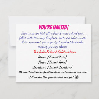 Back to School Bash Invitation 招待状