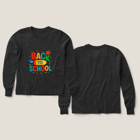 Back to School" Colorful Pencil & Apple Graphic (デザイン 正面&背面)