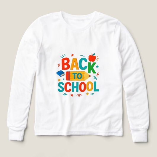 Back to School" Colorful Pencil & Apple Graphic (デザイン正面)