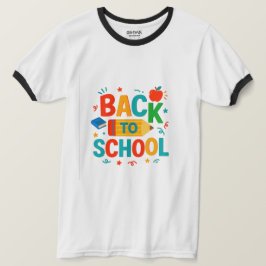 Back to School" Colorful Pencil & Apple Graphic Tシャツ