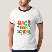 Back to School" Colorful Pencil & Apple Graphic Tシャツ (正面)