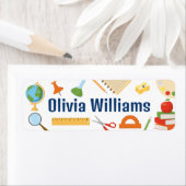 Back to School Colorful School Supplies ラベル (インサイチュ)