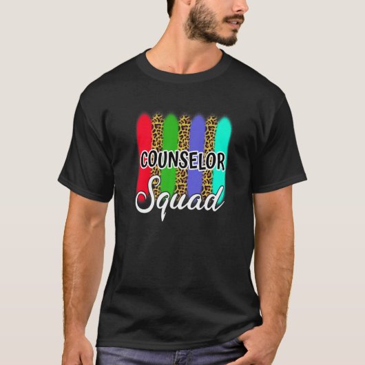 Back To School Counselor Squad Teacher Leopard Pri Tシャツ (正面)