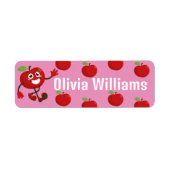 Back to School Cute Cartoon Fun Red Apple ラベル (正面)
