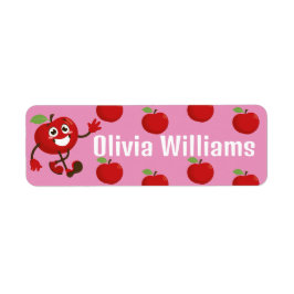 Back to School Cute Cartoon Fun Red Apple ラベル