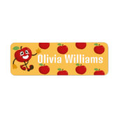 Back to School Cute Cartoon Fun Red Apple ラベル (正面)