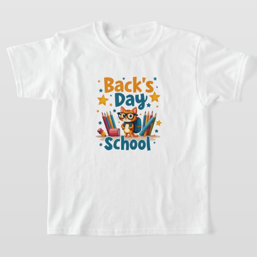 Back to School Cute Cat T-Shirt Tシャツ (レイダウン)