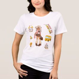 Back to School Cute Girl Clipart Set トライブレンドＴシャツ