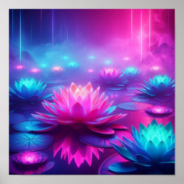 Back to School Dreamlike Neon Lotus Glow ポスター