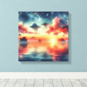 Back to School Dreamy Ocean Coral Glow キャンバスプリント (インサイチュ (ウッドフロア))