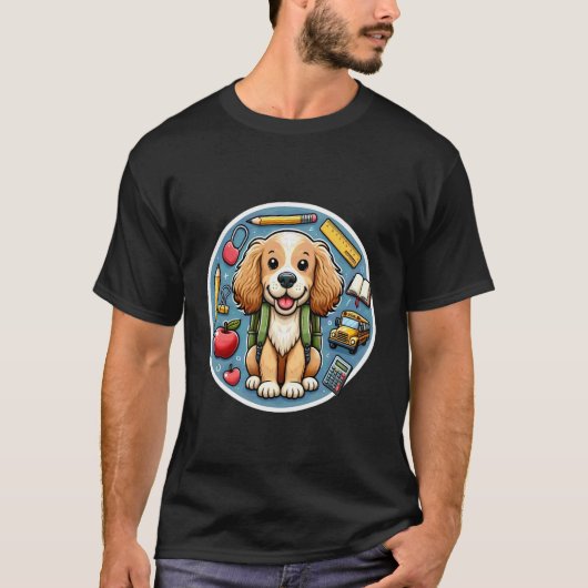 Back To School English Cocker Spaniel Dog Boys Gir Tシャツ (正面)
