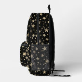Back To School Faux Holographic Gold Stars Black プリントバックパック (右)
