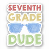 Back To School First Day Of 7Th Grade Dude シール (正面)