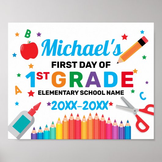 Back to school first day sign ポスター (正面)