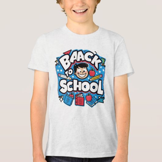 Back to School Fun – Colorful Cartoon  トライブレンドＴシャツ (正面)