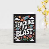 Back To School Funny Teaching Is A Blast Design  カード (黄色い花)