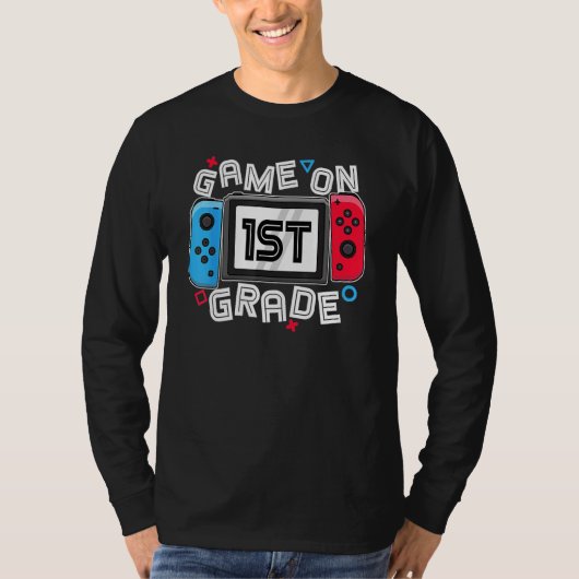 Back To School Game On 1st Grade Funny Gamer Kids  Tシャツ (正面)