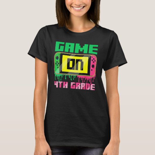 Back To School Game On 4th Grade Video Gamer Fourt Tシャツ (正面)